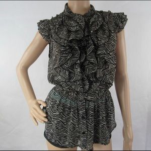 Miley Cyrus & Max Azaria Zebra Ruffle Blouse